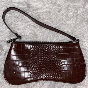 Eva Shoulder Bag and Mini Wallet - Brown Croc